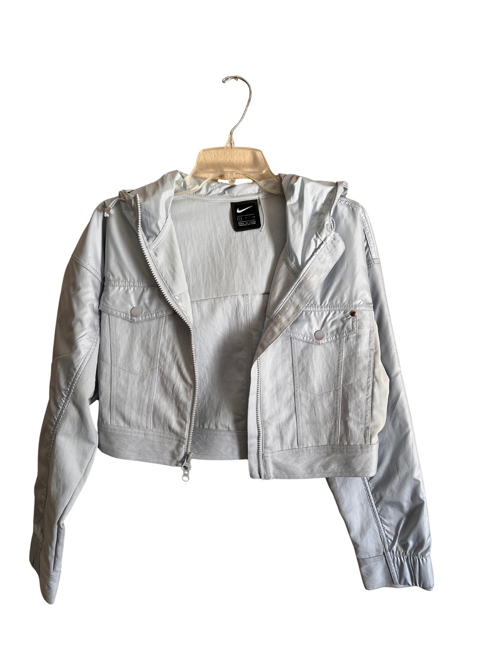 Nike Women's Light Gray Hooded Zip-Up Jacket